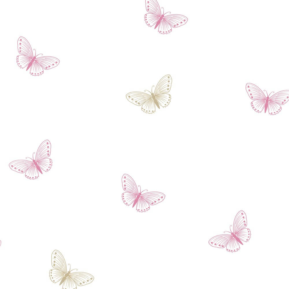 pink butterfly, gold butterfly, white background, SD Desktop Wallpaper