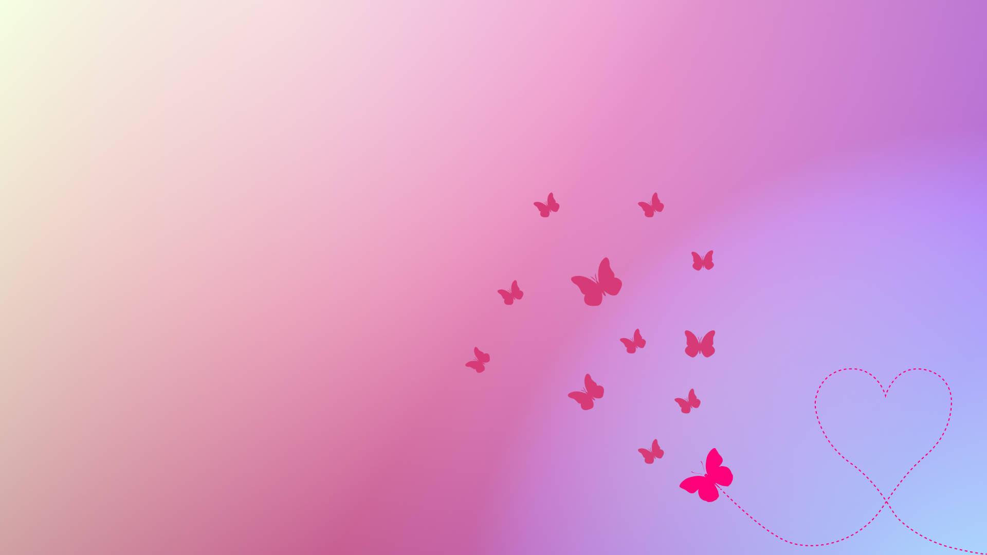 pink butterfly, purple gradient background, red butterflies, Full HD Desktop Wallpaper