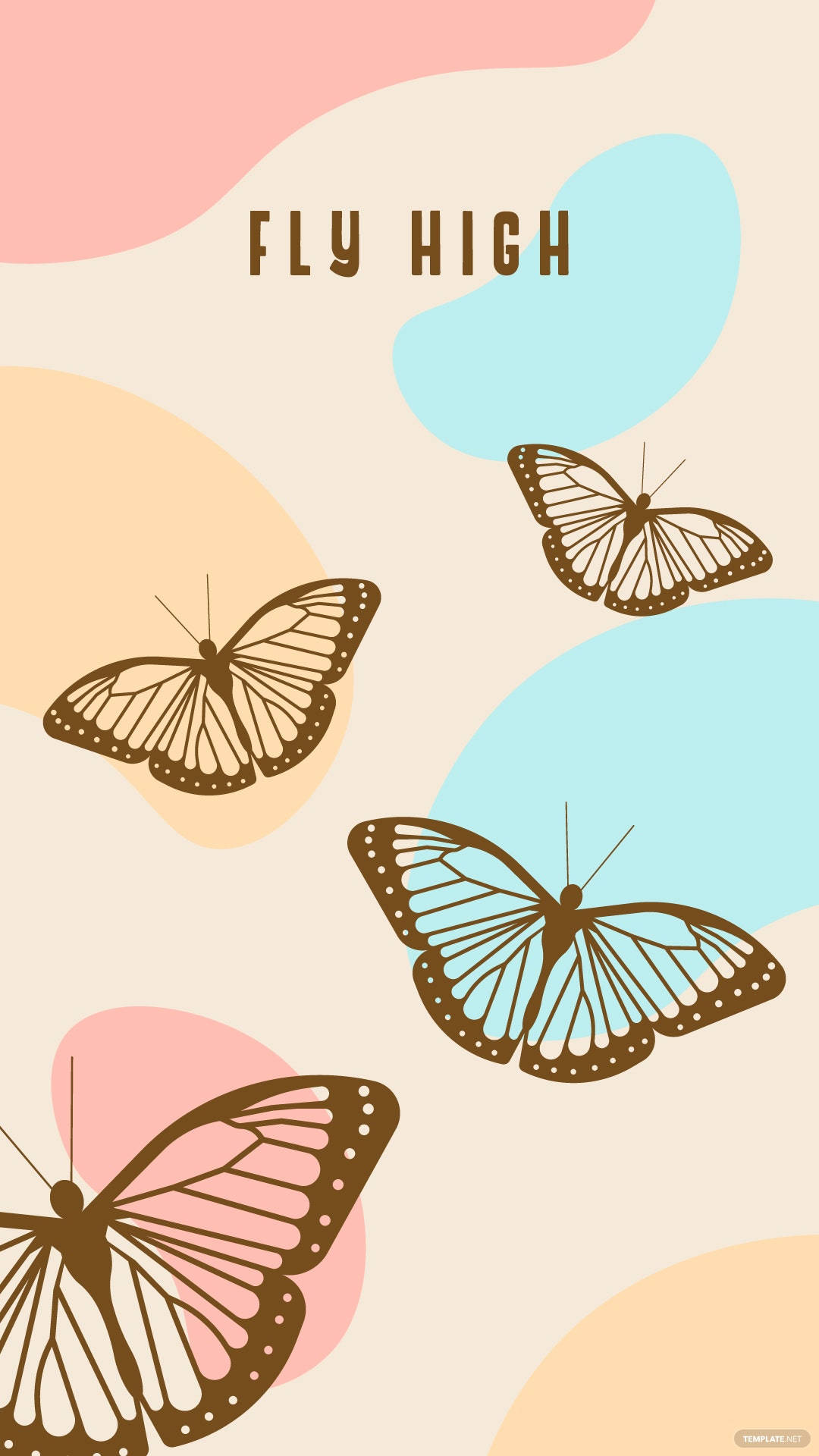 pastel butterfly, pink pastel butterflies, brown outlines, Full HD Phone Wallpaper