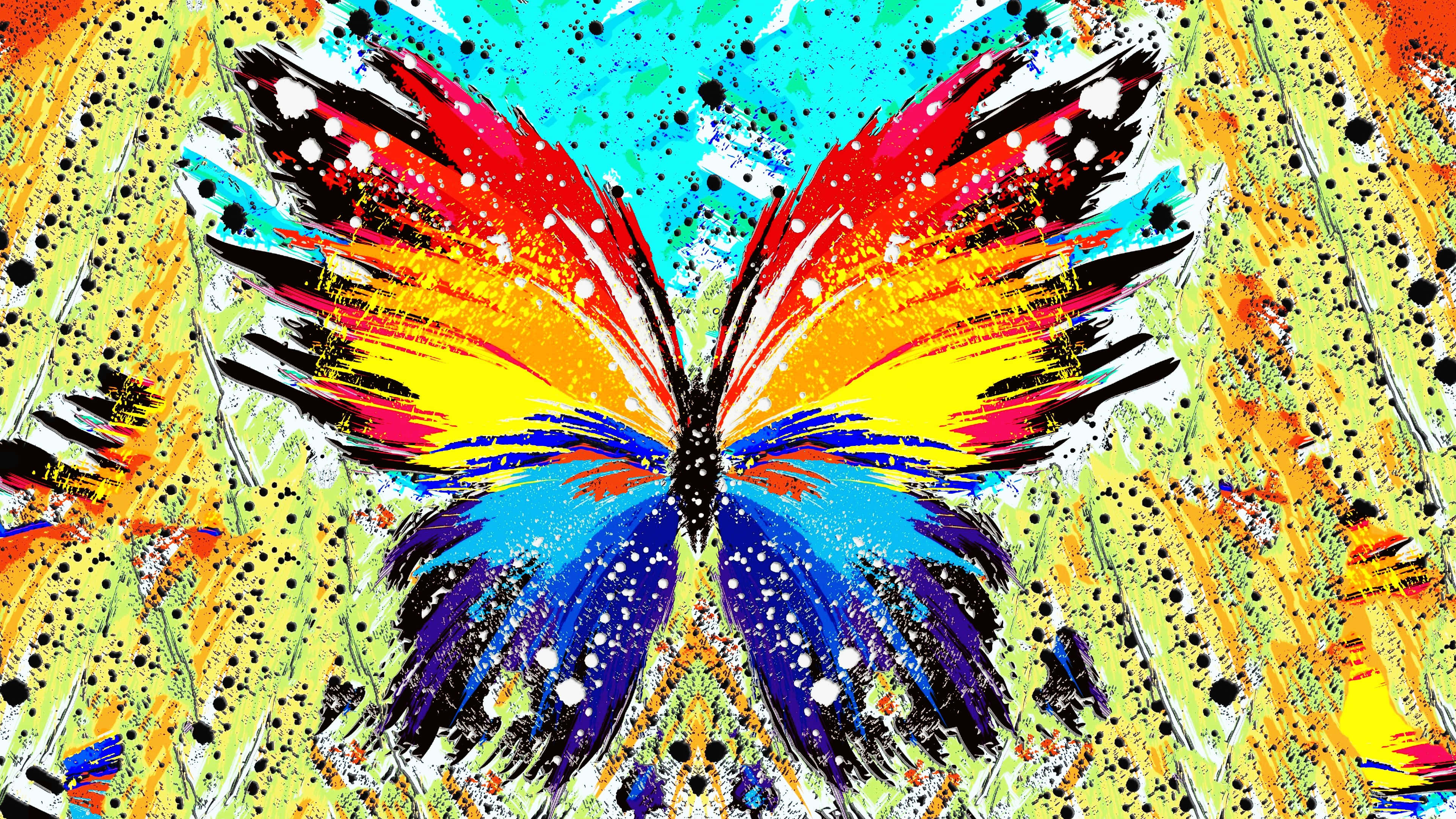 butterfly, fiery wings, bold strokes, 4K Desktop Wallpaper