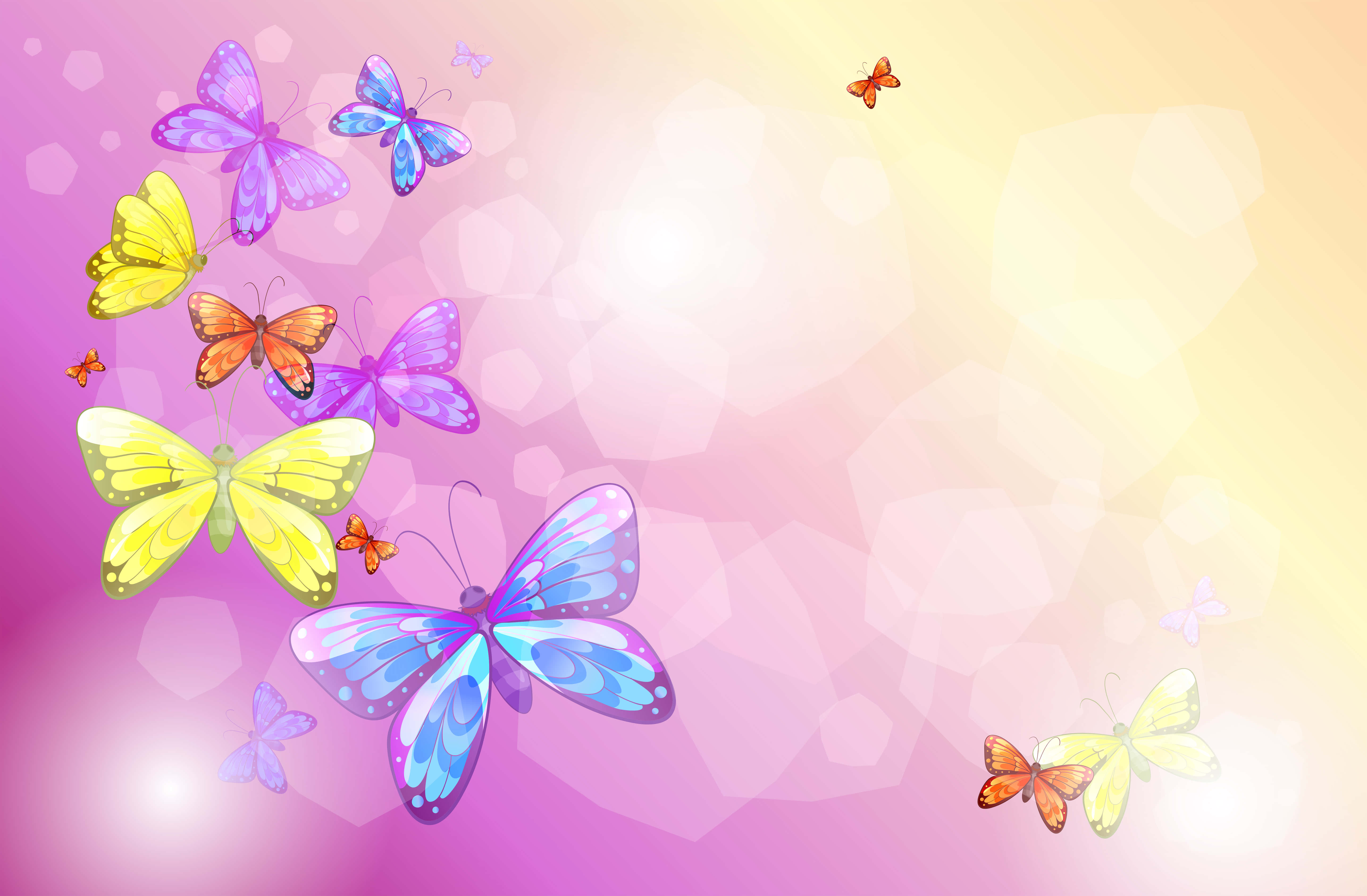 butterfly art, purple, yellow, 5K Desktop Wallpaper