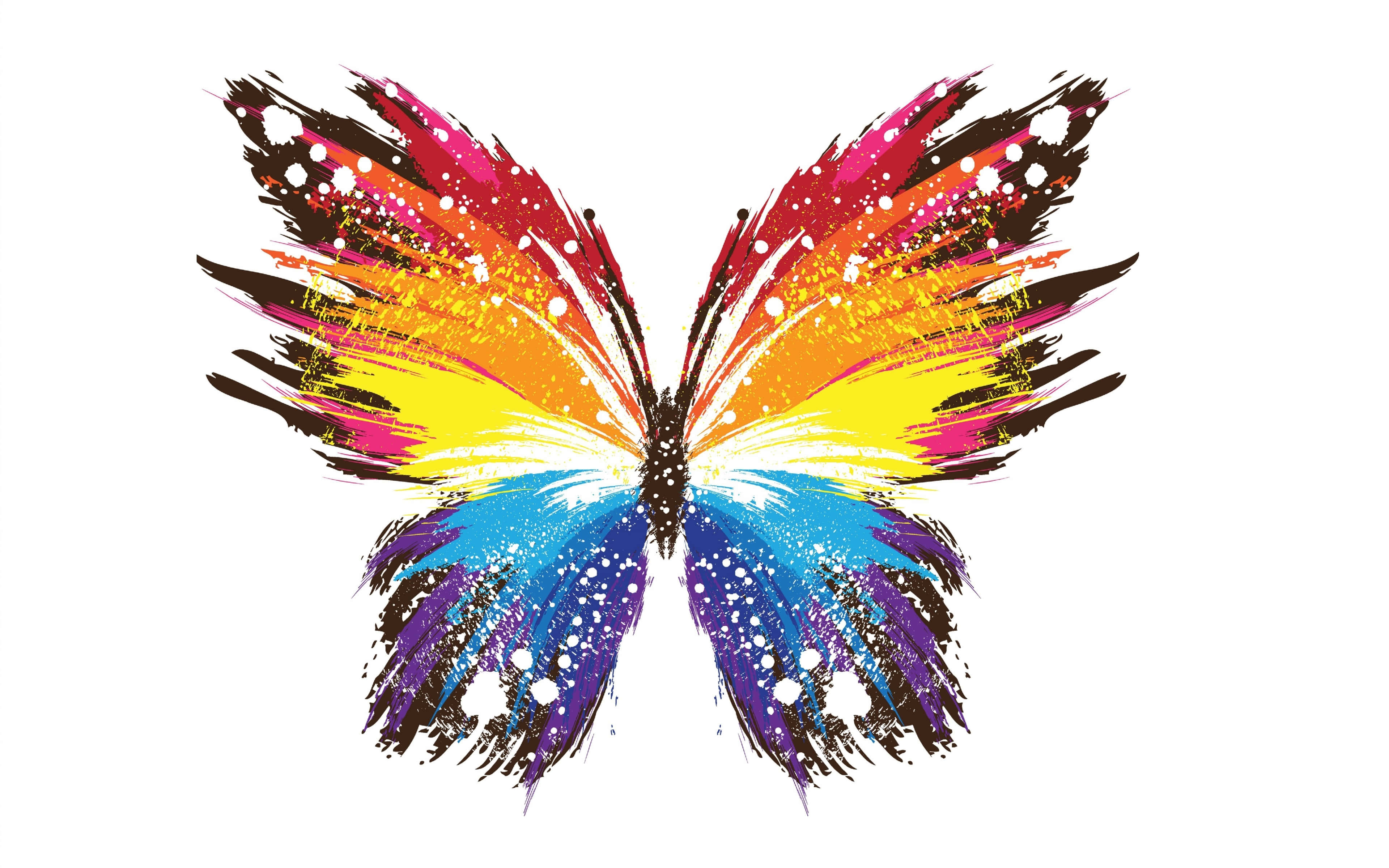 butterfly art, rainbow wings, bold brushstrokes, 4K Desktop Wallpaper