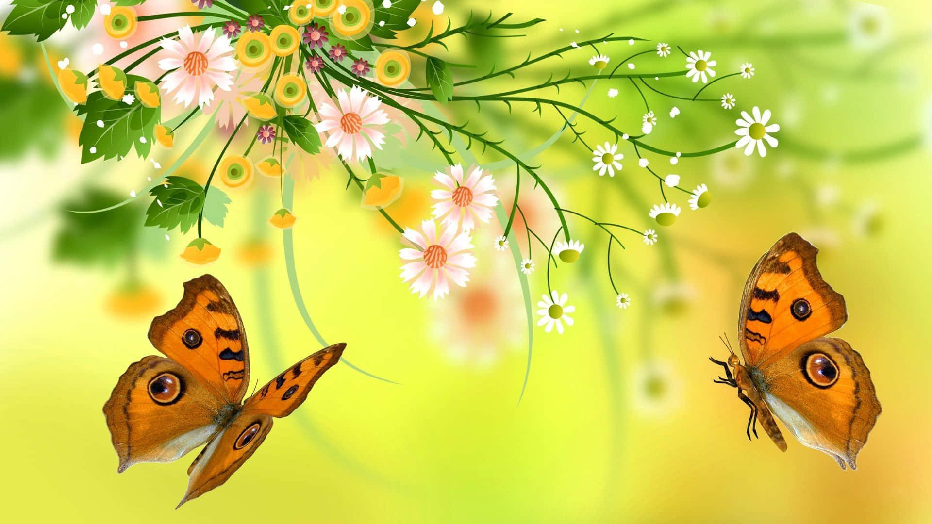 butterfly art, orange butterflies, eye spots, Full HD Desktop Wallpaper