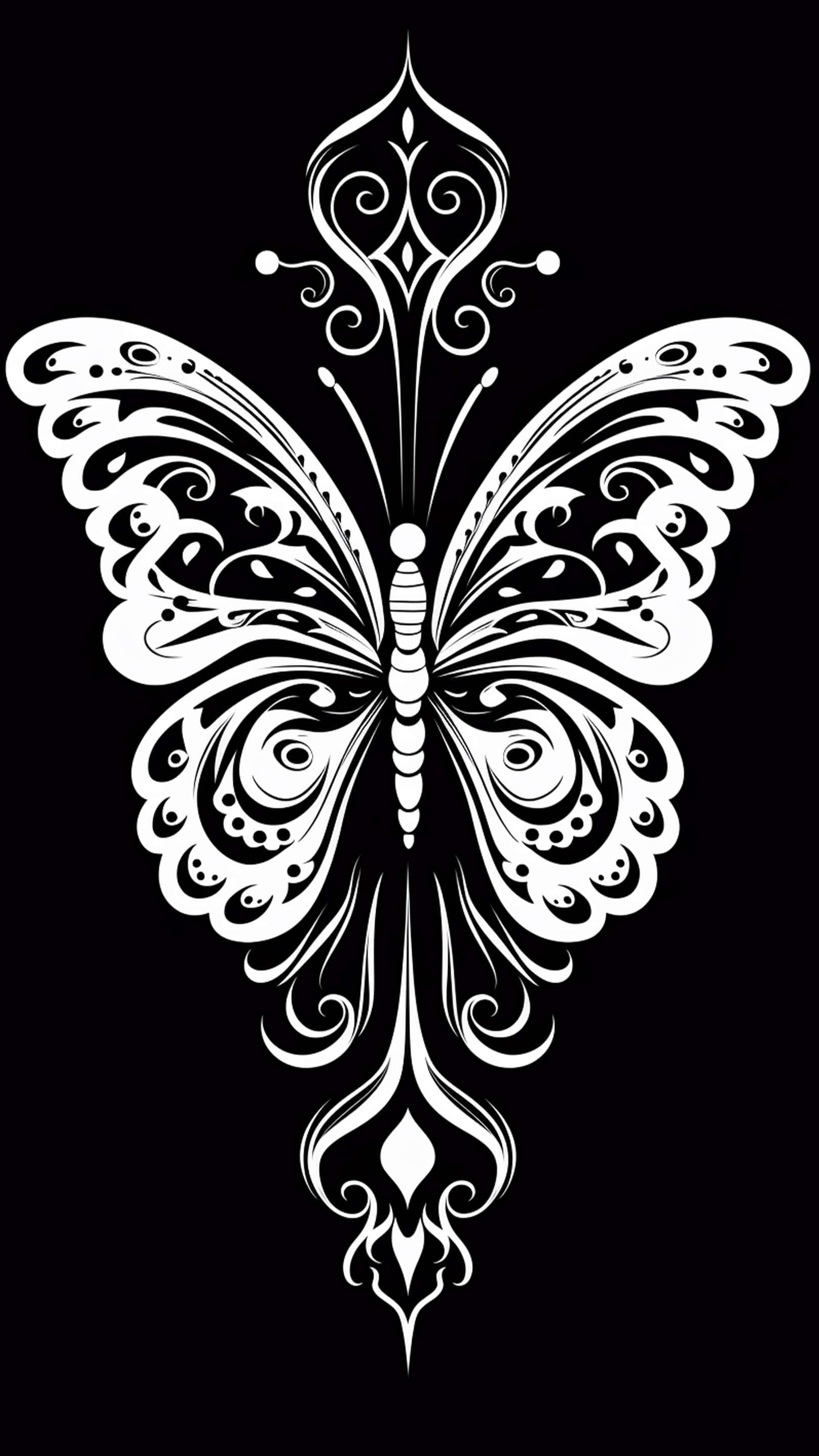 butterfly art desing new, white butterfly, intricate swirling patterns, 2K Phone Wallpaper