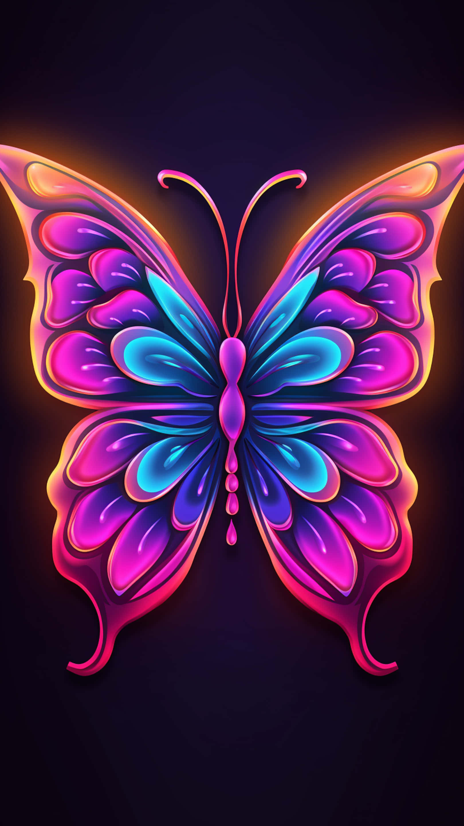 butterfly, neon light, vibrant purple, 2K Phone Wallpaper