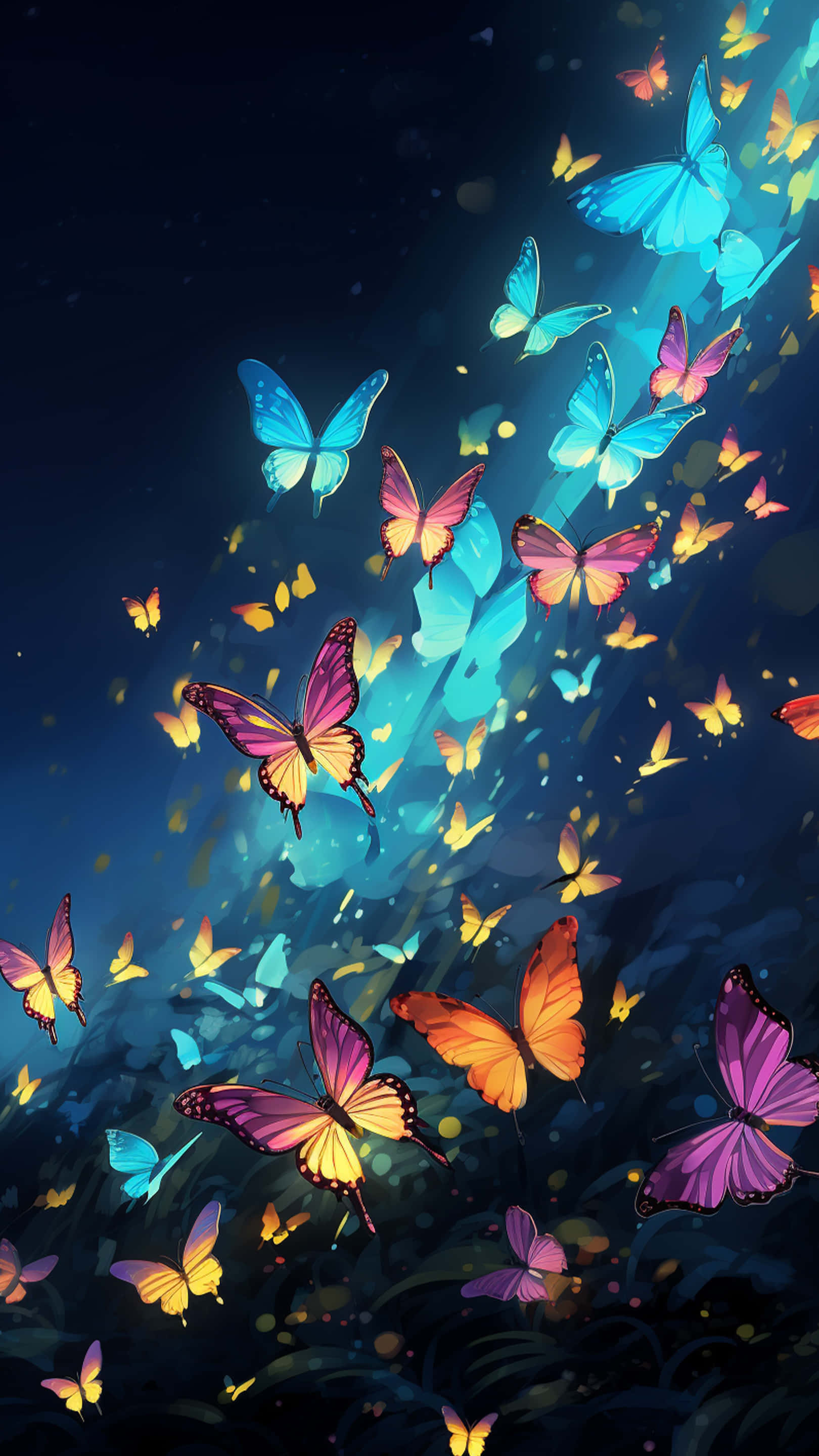 butterfly, blue, pink, 2K Phone Wallpaper