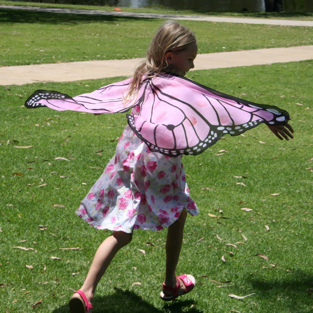 butterfly wing dress, pink monarch butterfly costume wings, floral dress, SD Desktop Wallpaper