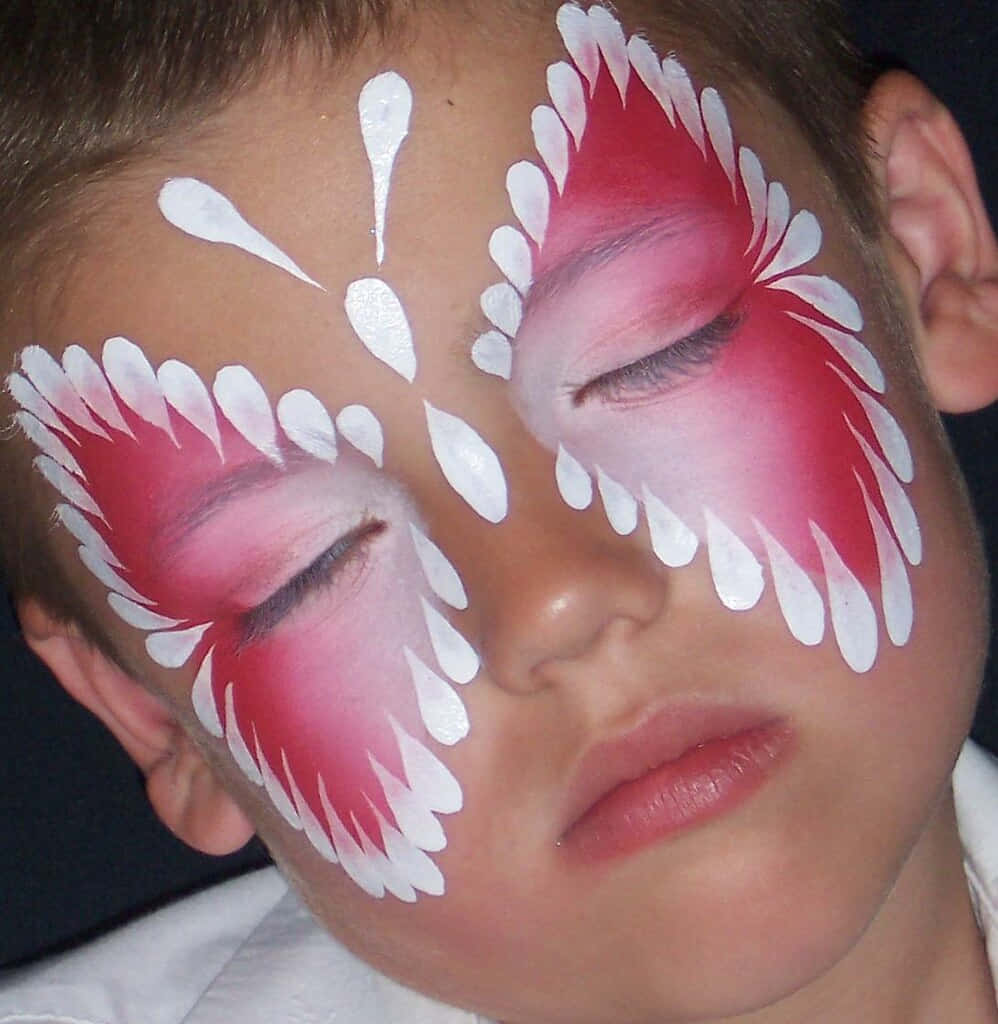 butterfly face painting, vibrant pink, white butterfly wing face paint, SD Phone Wallpaper