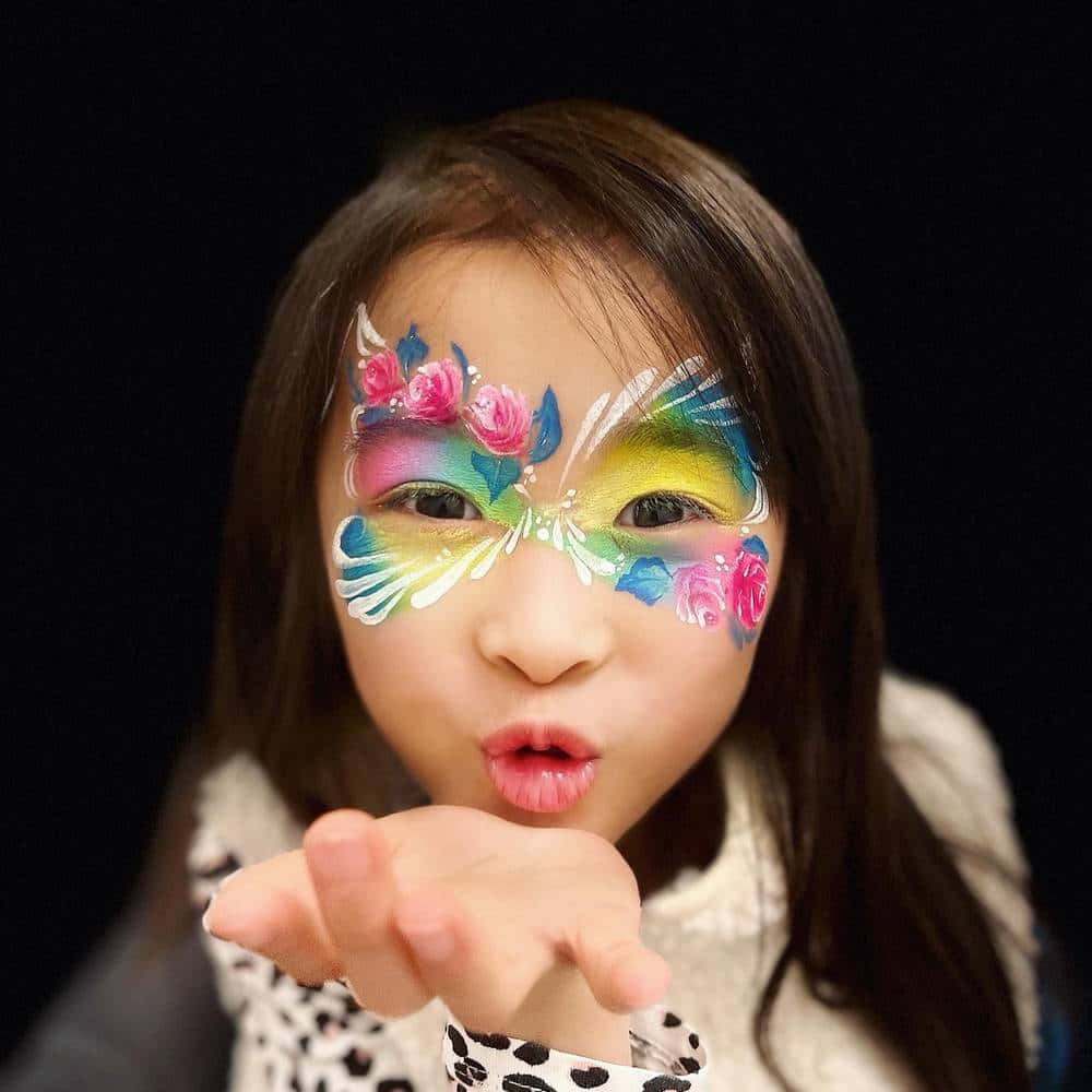 butterfly face paint, rose face paint, young girl, SD Desktop Wallpaper