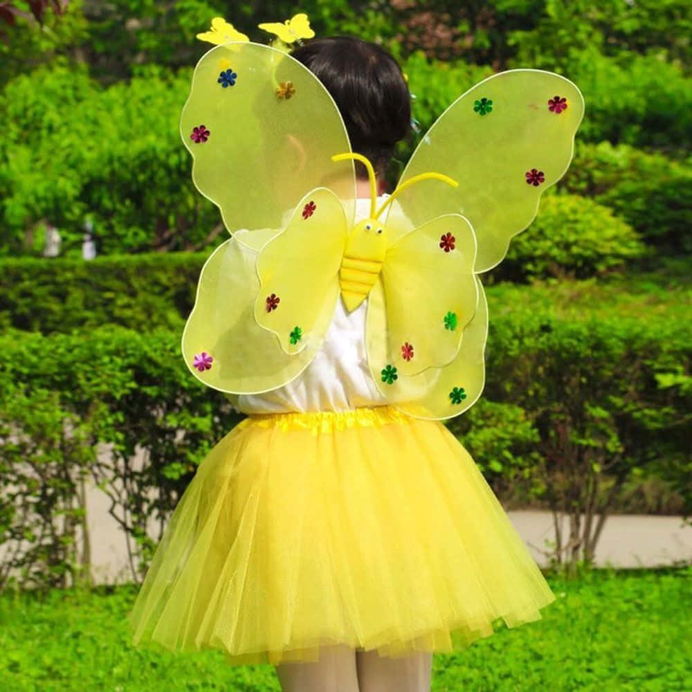 Butterfly Fancy Dress, bright yellow butterfly costume, tulle skirt, SD Desktop Wallpaper