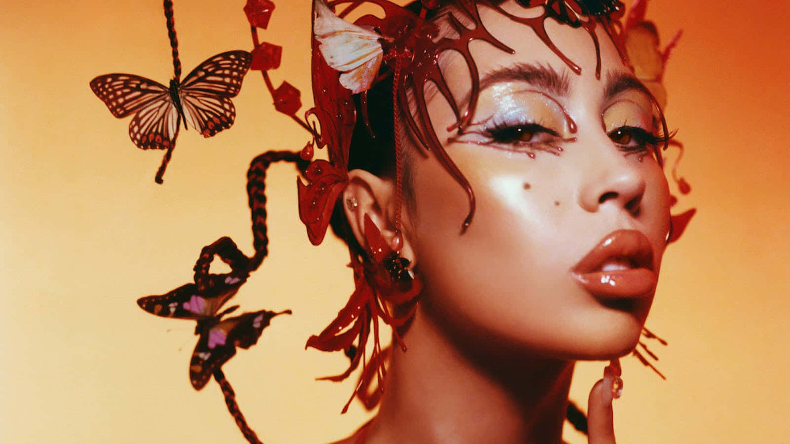 butterfly makeup artistry, glossy lips, glittery eyes, HD Desktop Wallpaper