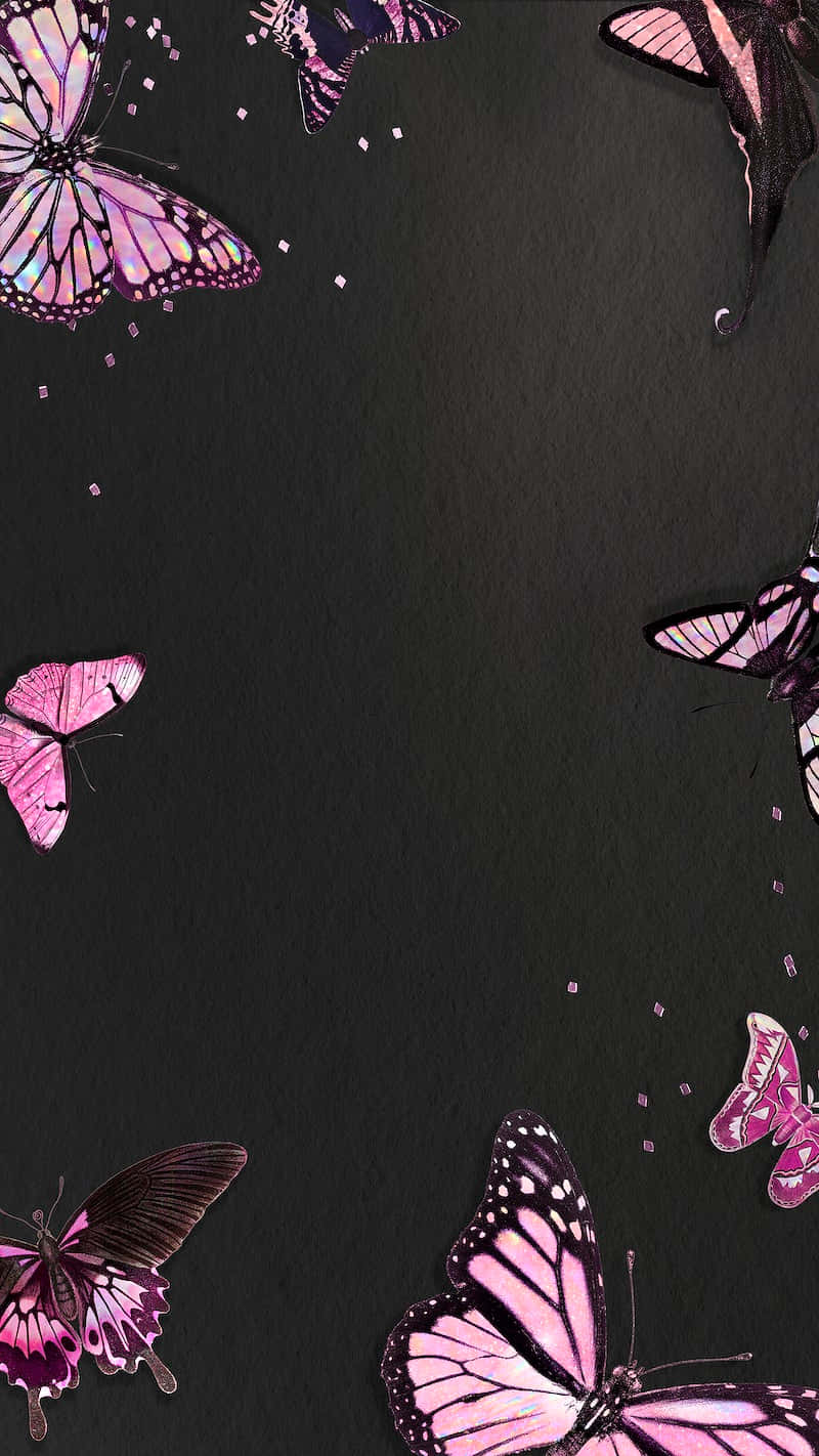 purple butterfly iphone, pink butterflies, iridescent wings, HD Phone Wallpaper