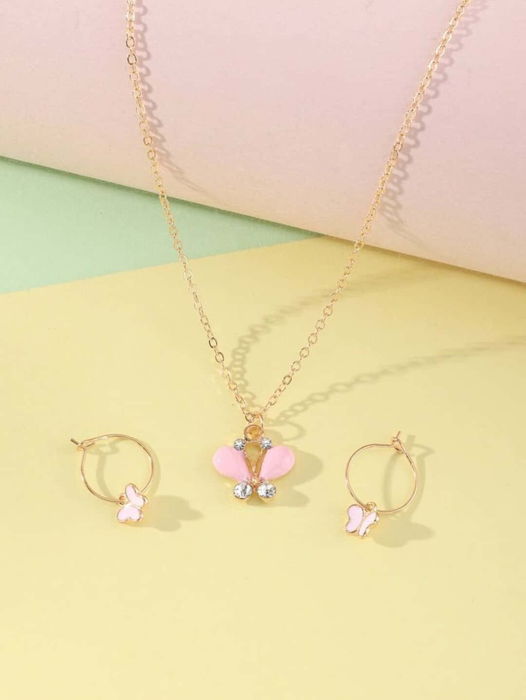 butterfly jewelry set, pastel yellow, pastel green, HD Phone Wallpaper