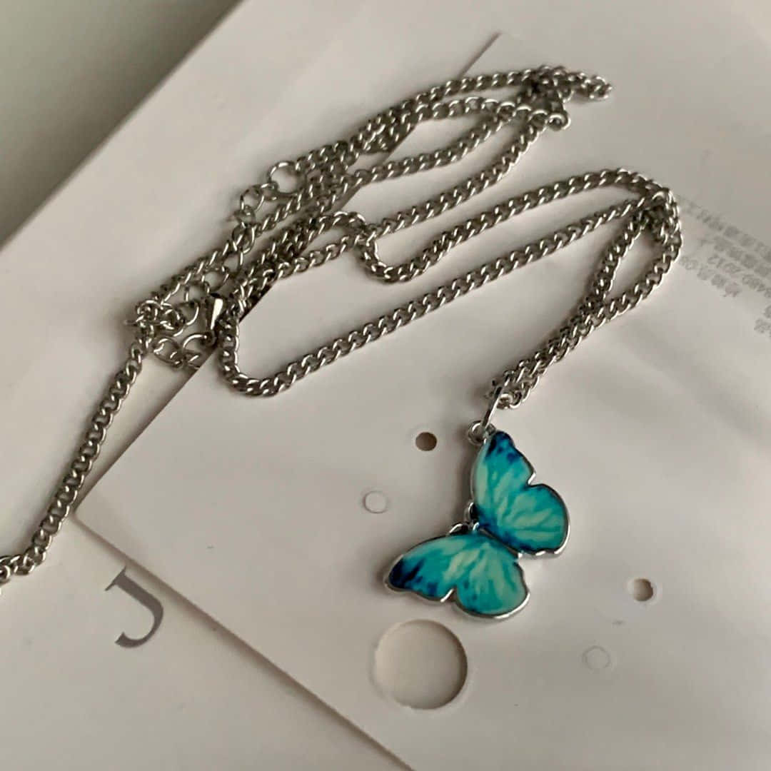 blue butterfly pendant necklace, turquoise butterfly pendant, silver chain, SD Desktop Wallpaper