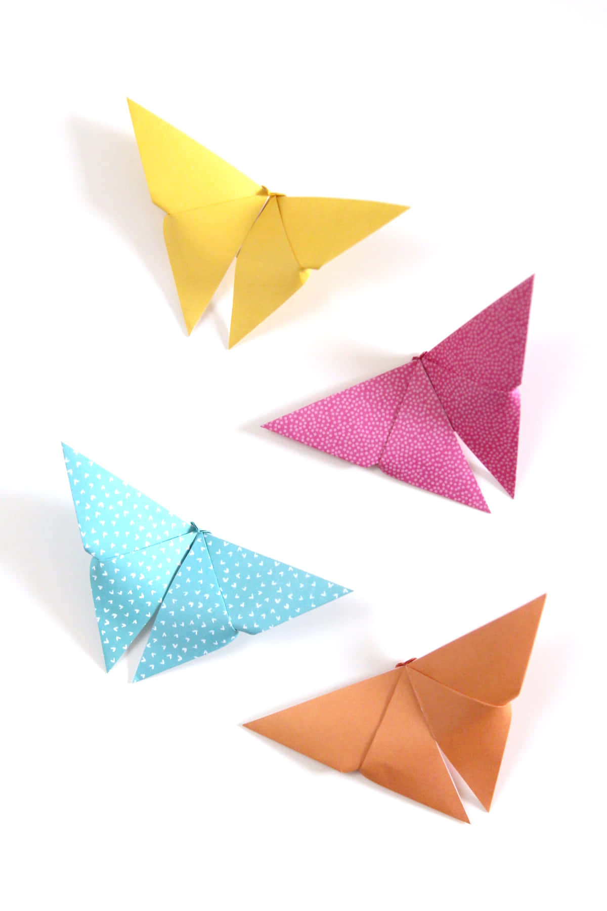 butterfly origami, colorful origami paper, patterned wings, HD Phone Wallpaper