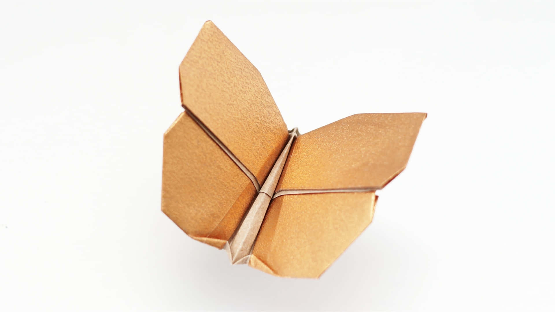 butterfly origami, golden, sharp geometric folds, Full HD Desktop Wallpaper