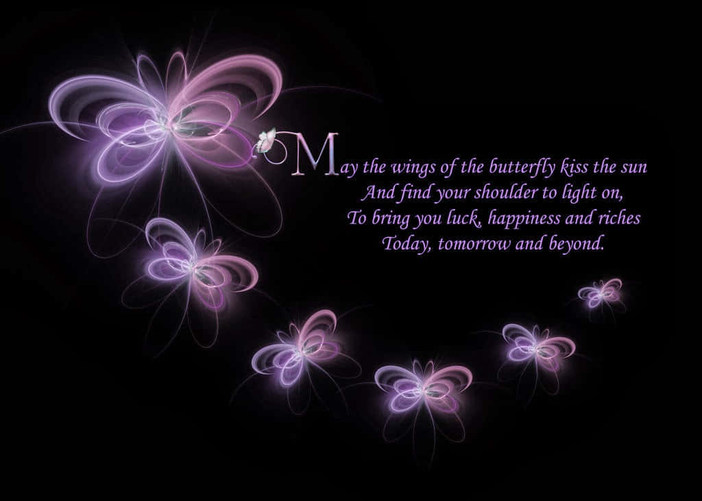 butterfly quotes, glowing purple and white fractal butterflies, black background, SD Desktop Wallpaper