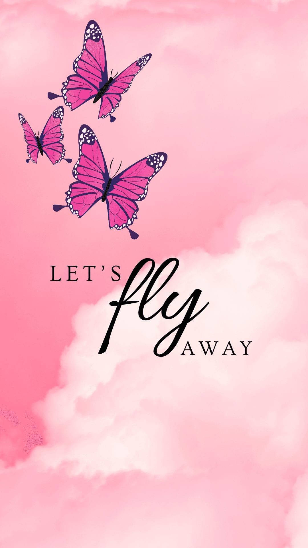 butterflies, pink butterflies, soft pink cloudy sky, Full HD Phone Wallpaper
