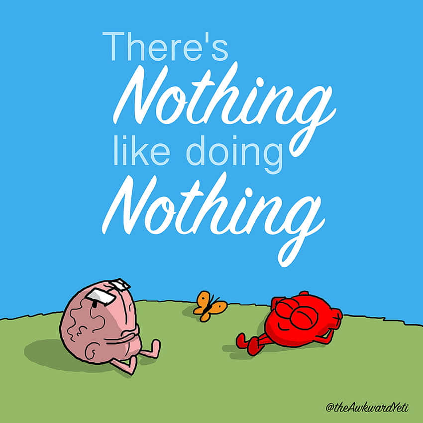 Awkward Organ Quote, cartoon brains, grass, SD Desktop Wallpaper