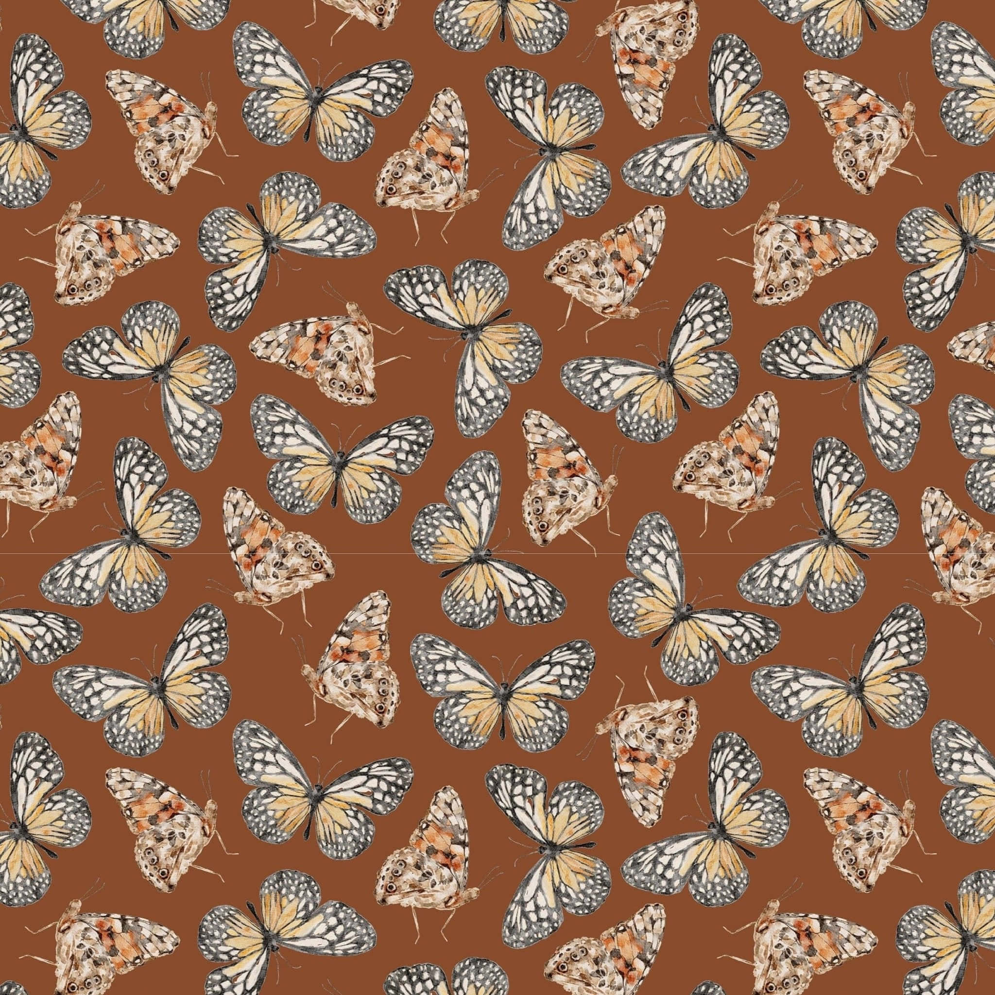 beige butterfly pattern, beige gray, orange hues, Full HD Desktop Wallpaper