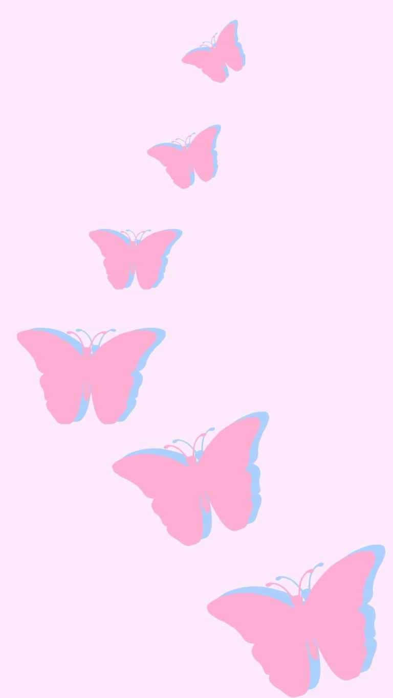 pastel butterflies, preppy aesthetic, pink butterflies, HD Phone Wallpaper