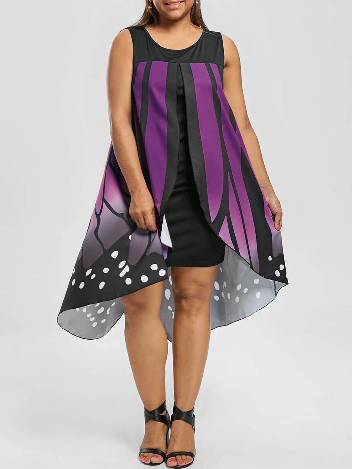 Butterfly Wing Dress, black dress, purple and black butterfly-wing print, HD Phone Wallpaper