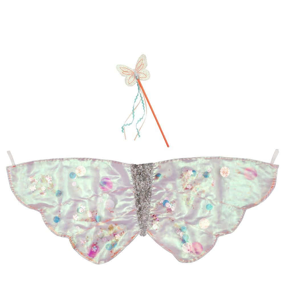 butterfly wing dress, iridescent wings, colorful sequins, SD Desktop Wallpaper
