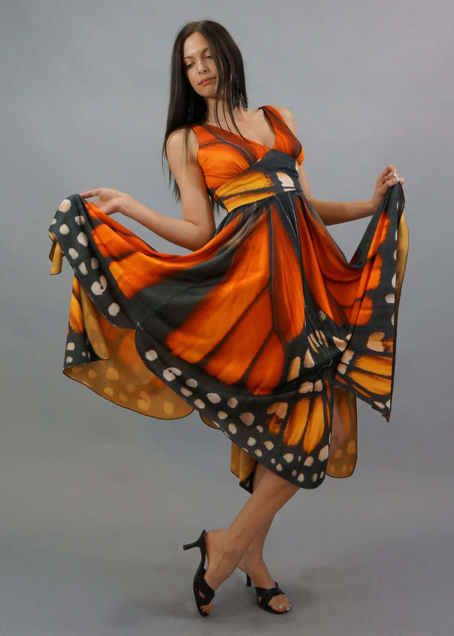 butterfly wing dress, monarch butterfly print, flowing dress, HD Phone Wallpaper