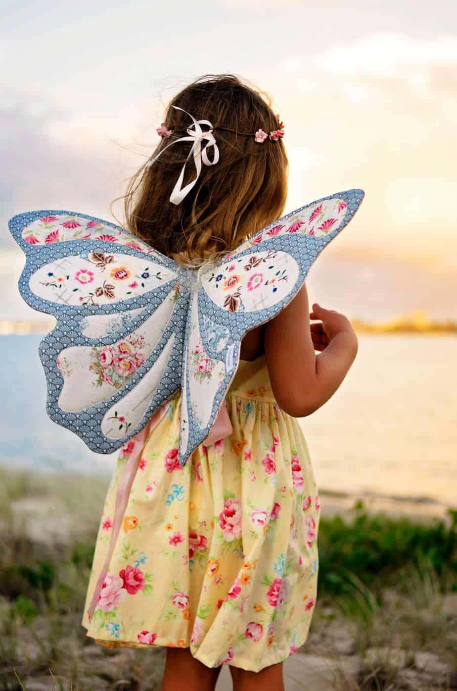 Butterfly Wing Dress, floral dress, butterfly wings, HD Phone Wallpaper