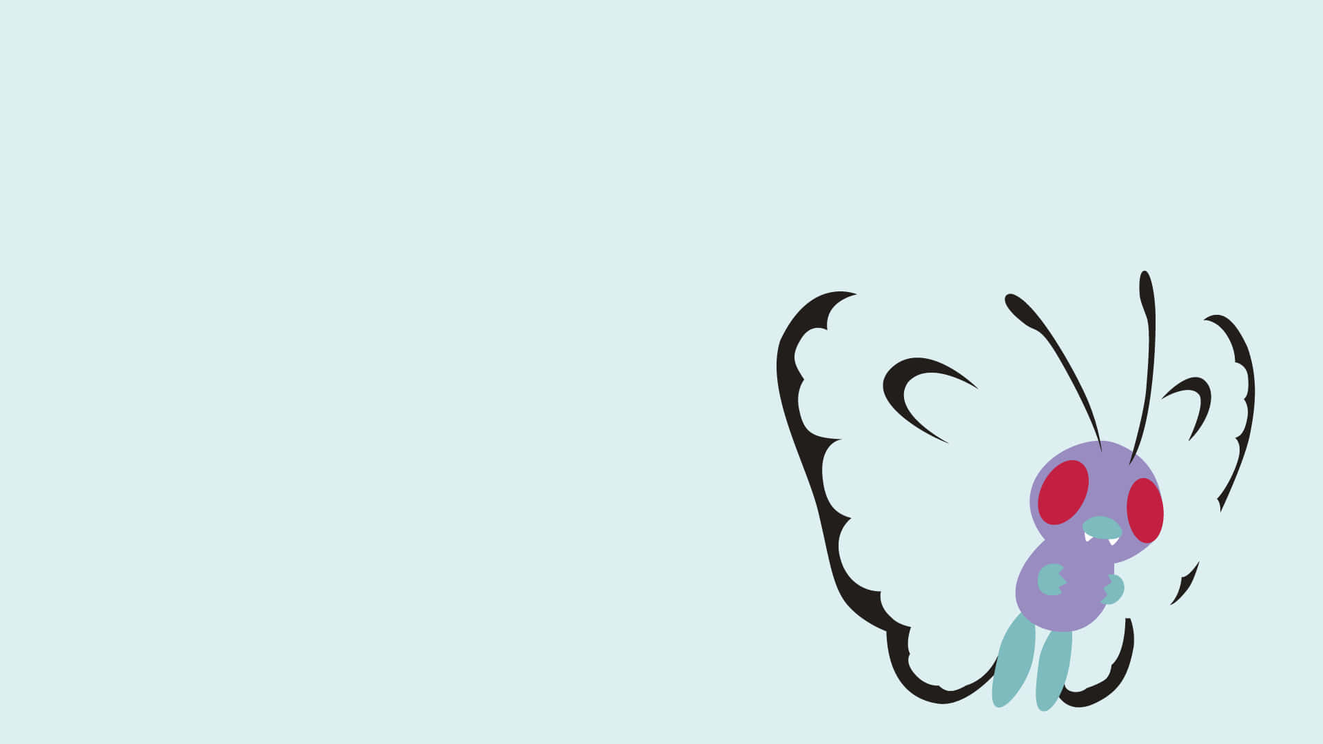 Butterfree, minimalist, icy blue, Full HD Desktop Wallpaper