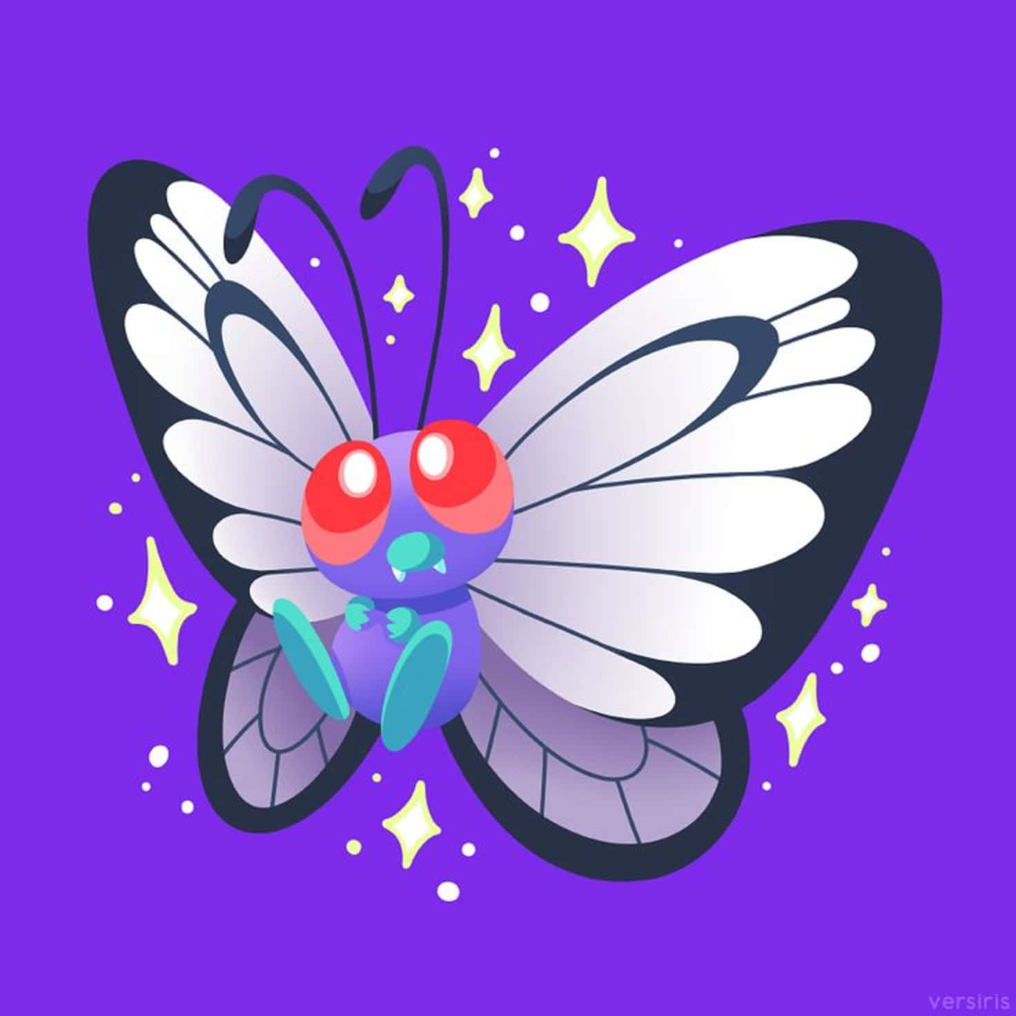Butterfree, purple background, red eyes, HD Desktop Wallpaper