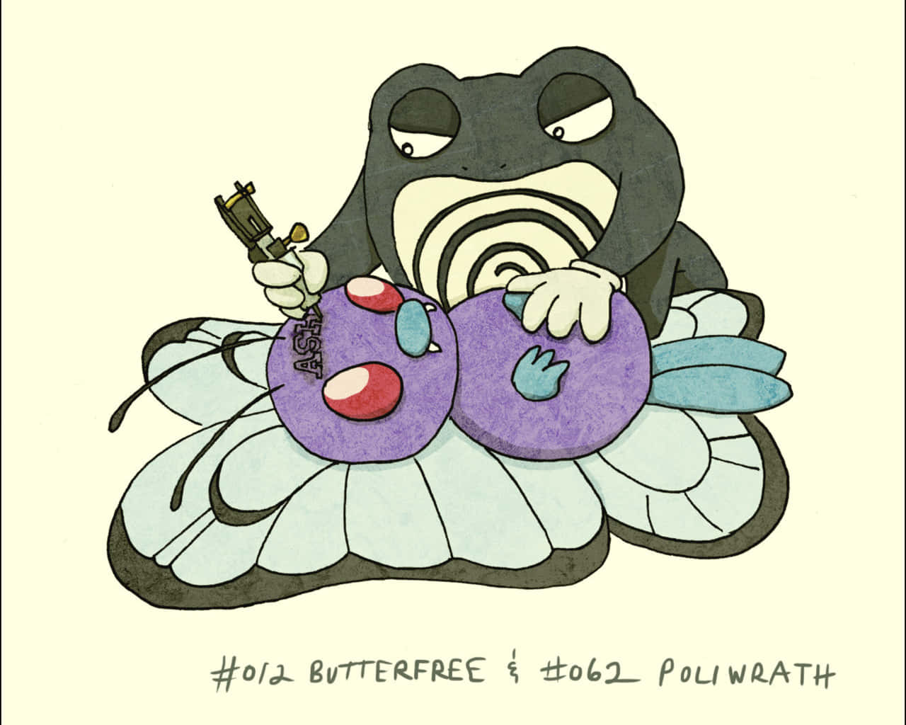 Tadpole, Butterfree, purple butterfly Pokémon, HD Desktop Wallpaper