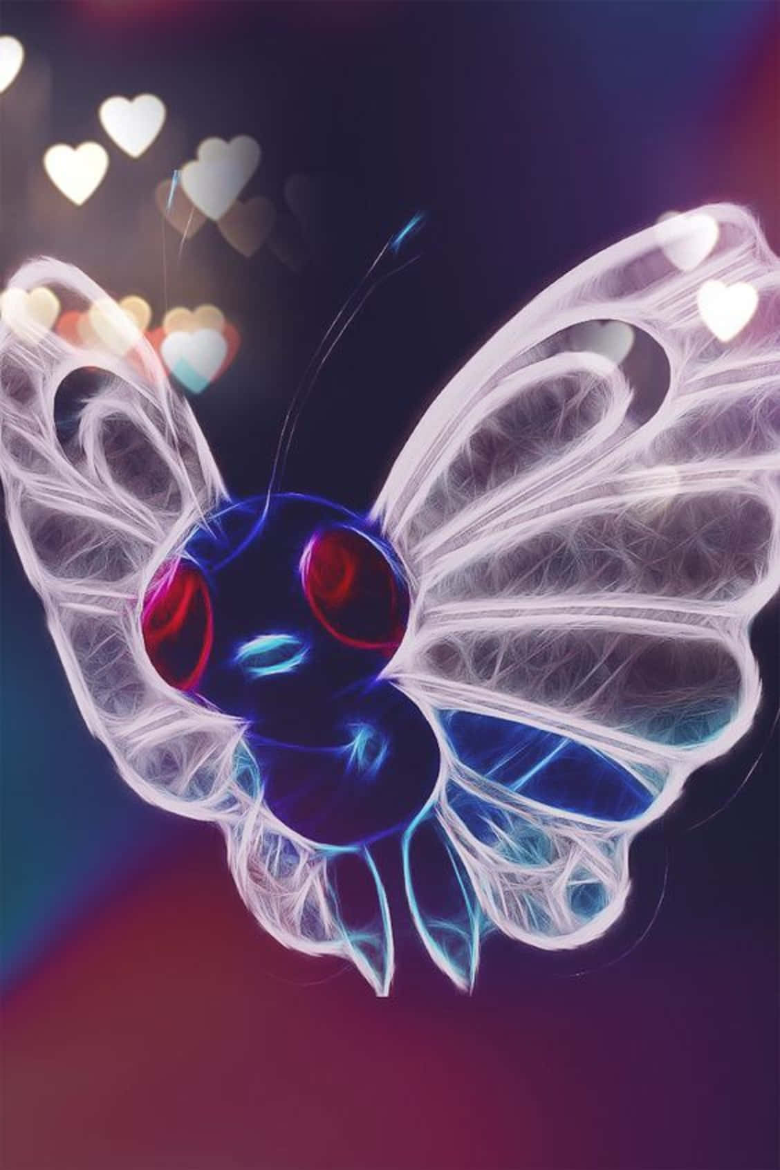 Glowing Butterfree, neon butterfly, translucent wings, HD Phone Wallpaper