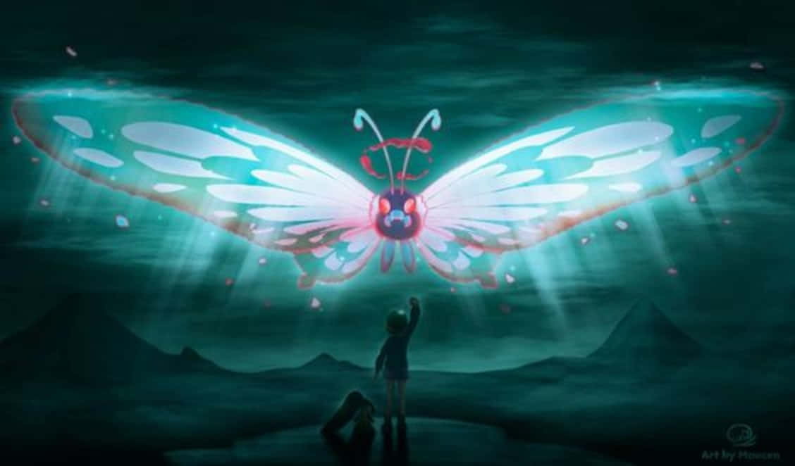 Butterfree, glowing butterfly, translucent wings, SD Desktop Wallpaper