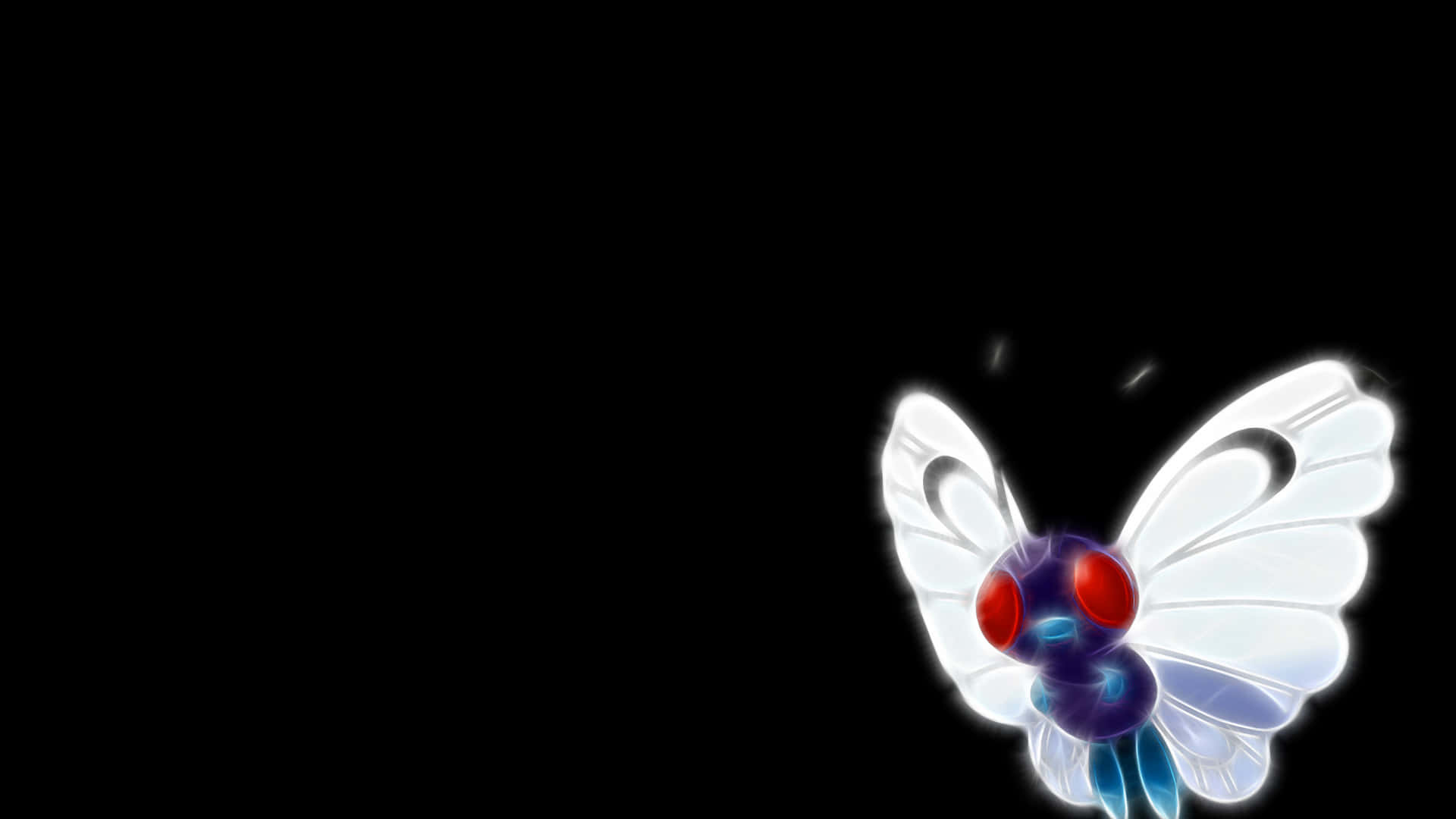 Butterfree, glowing white-winged butterfly, red eyes, Full HD Desktop Wallpaper