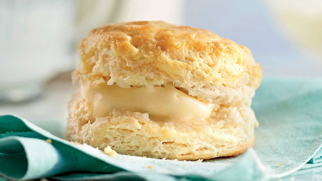 buttermilk cookie, golden flaky biscuit, creamy butter, HD Desktop Wallpaper