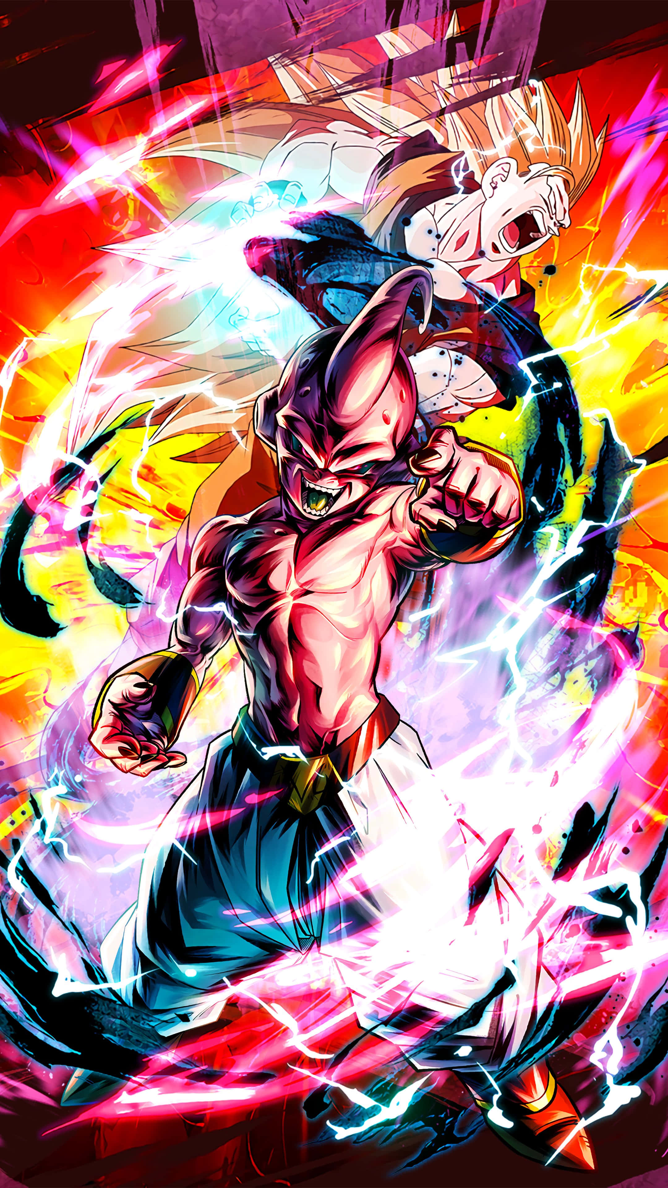 Buu, anime warriors, electric energy, 4K Phone Wallpaper