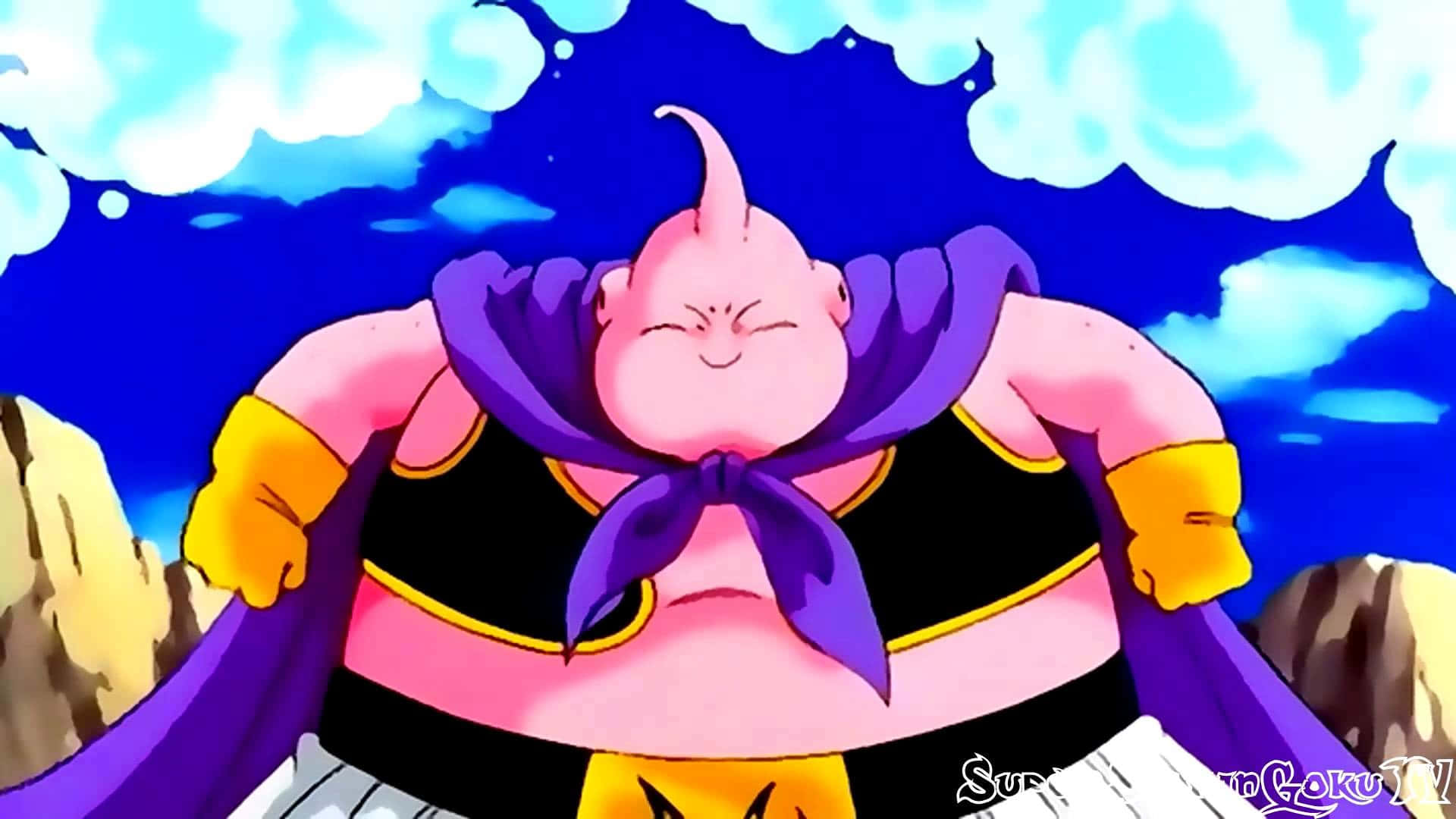 Buu, pink anime character, purple cape, Full HD Desktop Wallpaper
