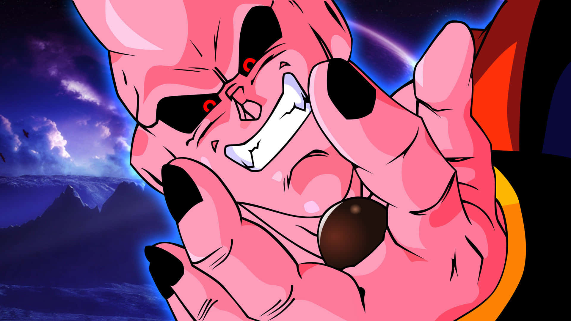 Buu, pink-skinned, red eyes, Full HD Desktop Wallpaper