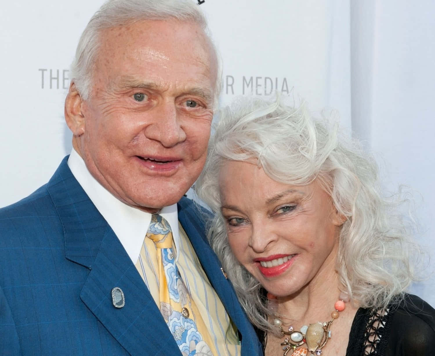 Buzz Aldrin, white hair, plain white backdrop, HD Desktop Wallpaper