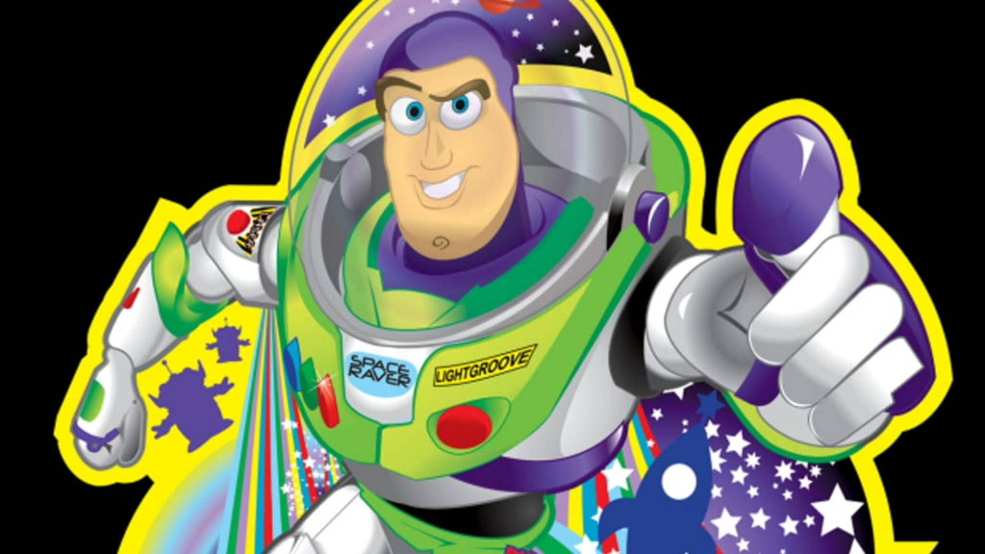 Buzz Lightyear Of Star Command, green and purple space suit, starry space backdrop, Full HD Desktop Wallpaper