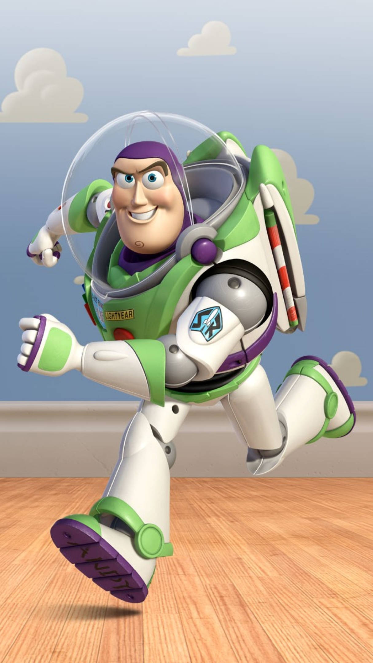 Buzz Lightyear, green and white space suit, wooden floor, Full HD Phone Wallpaper