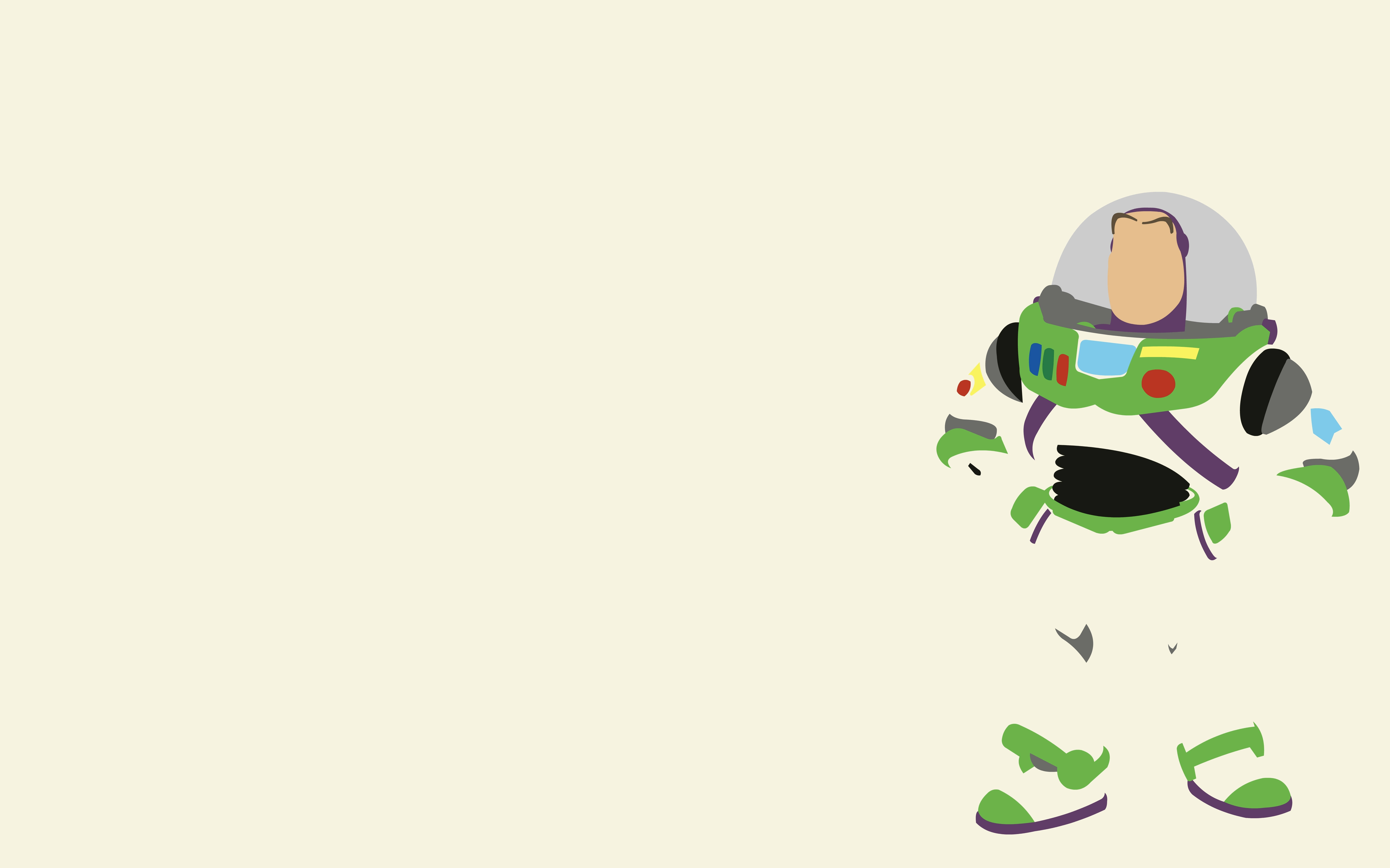 Buzz Lightyear, green and purple space suit, beige background, 5K Desktop Wallpaper