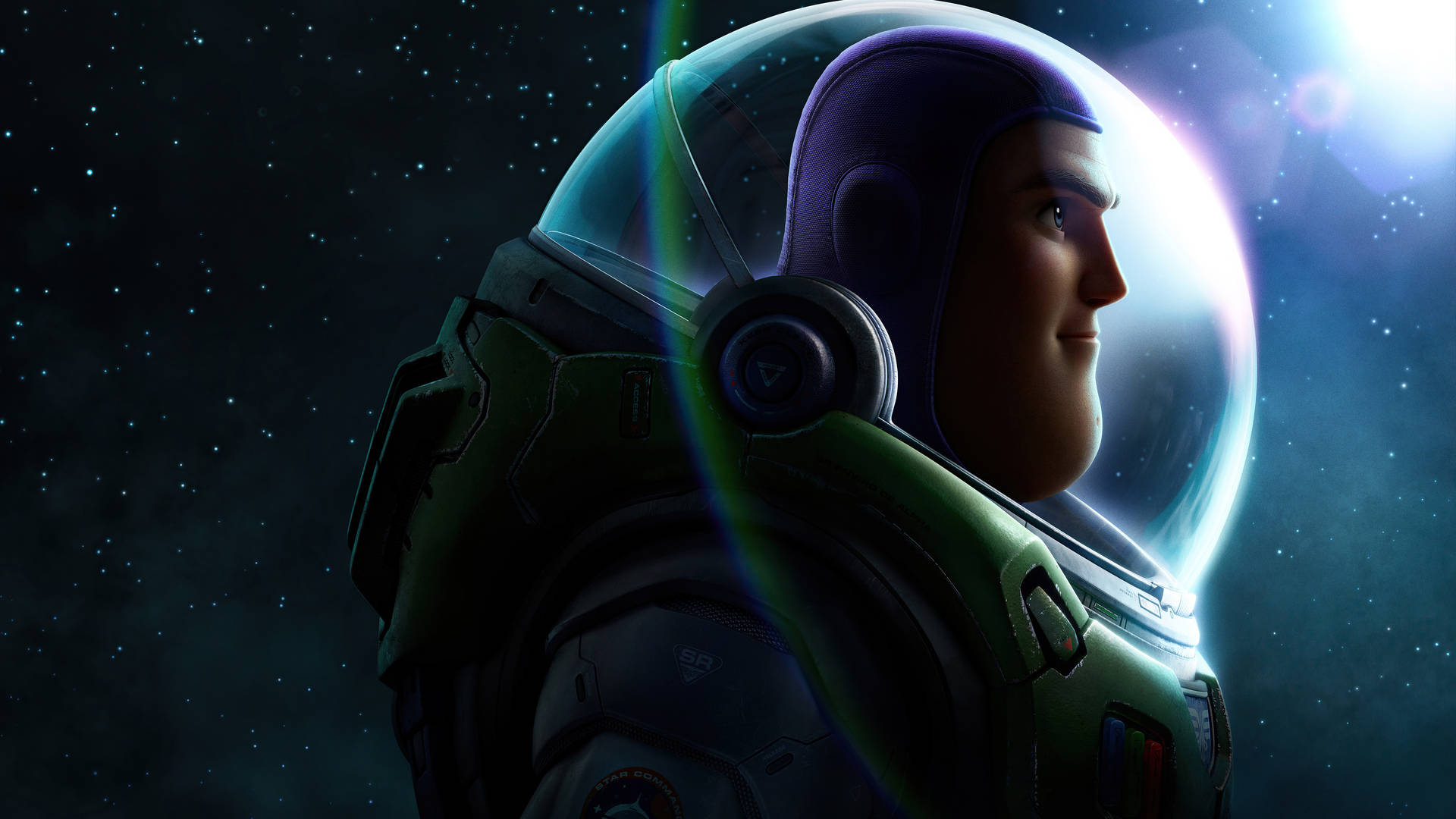 Buzz Lightyear, green space suit, starry cosmos, Full HD Desktop Wallpaper