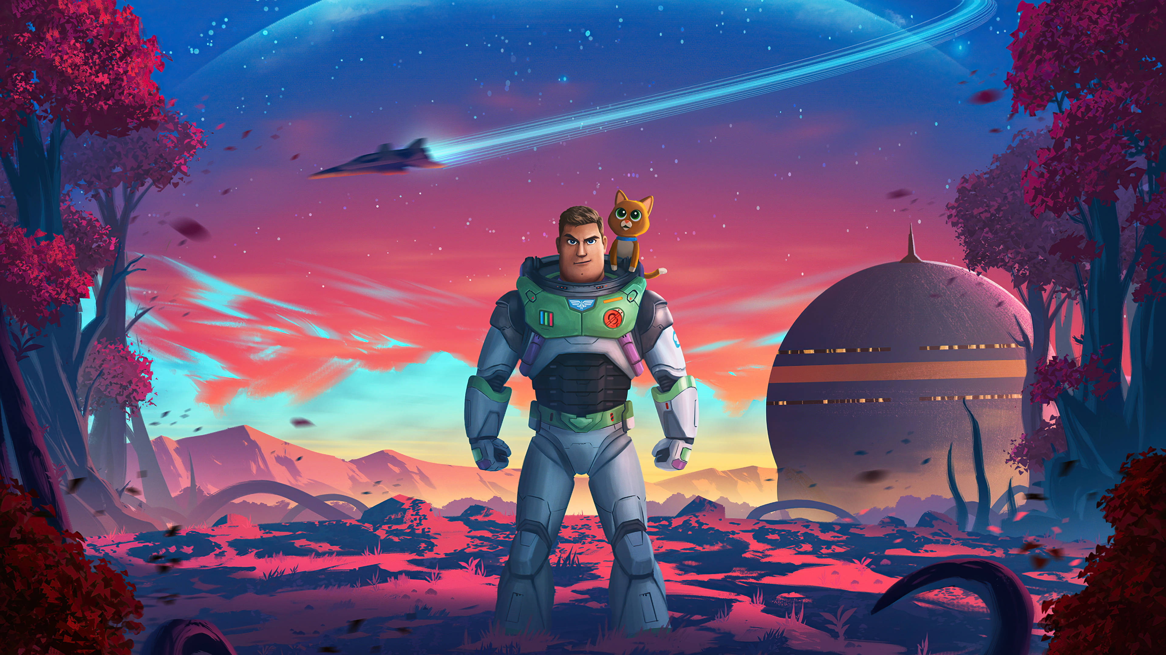 Buzz Lightyear, alien planet, sunset, 4K Desktop Wallpaper