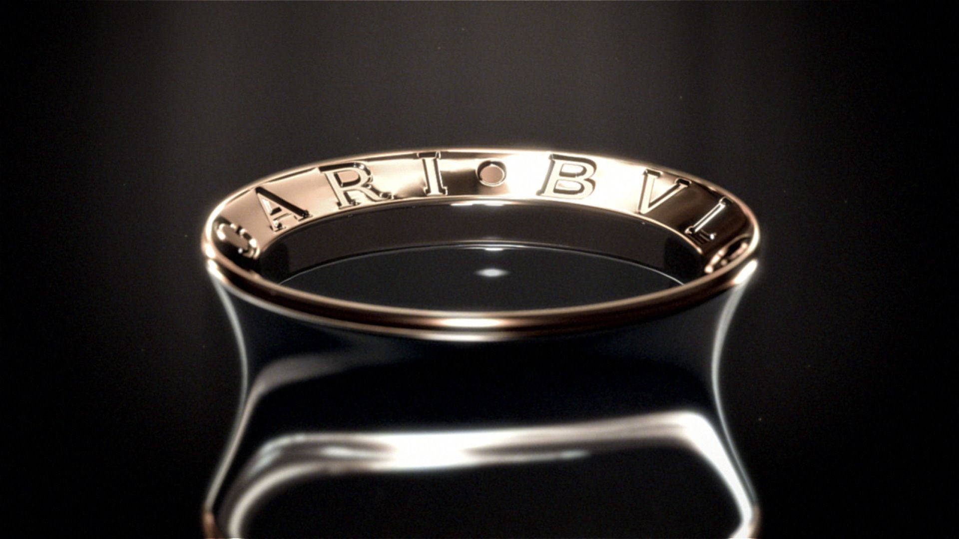Bvlgari, gold ring, engraved letters, Full HD Desktop Wallpaper