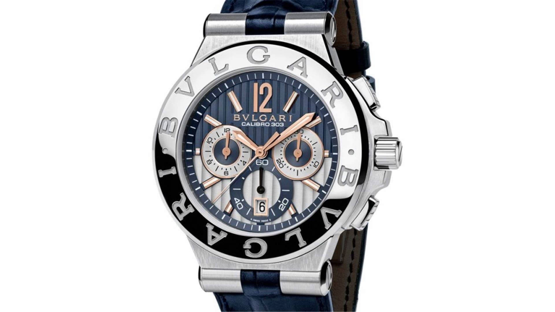 Bvlgari, blue dial, silver case, Full HD Desktop Wallpaper