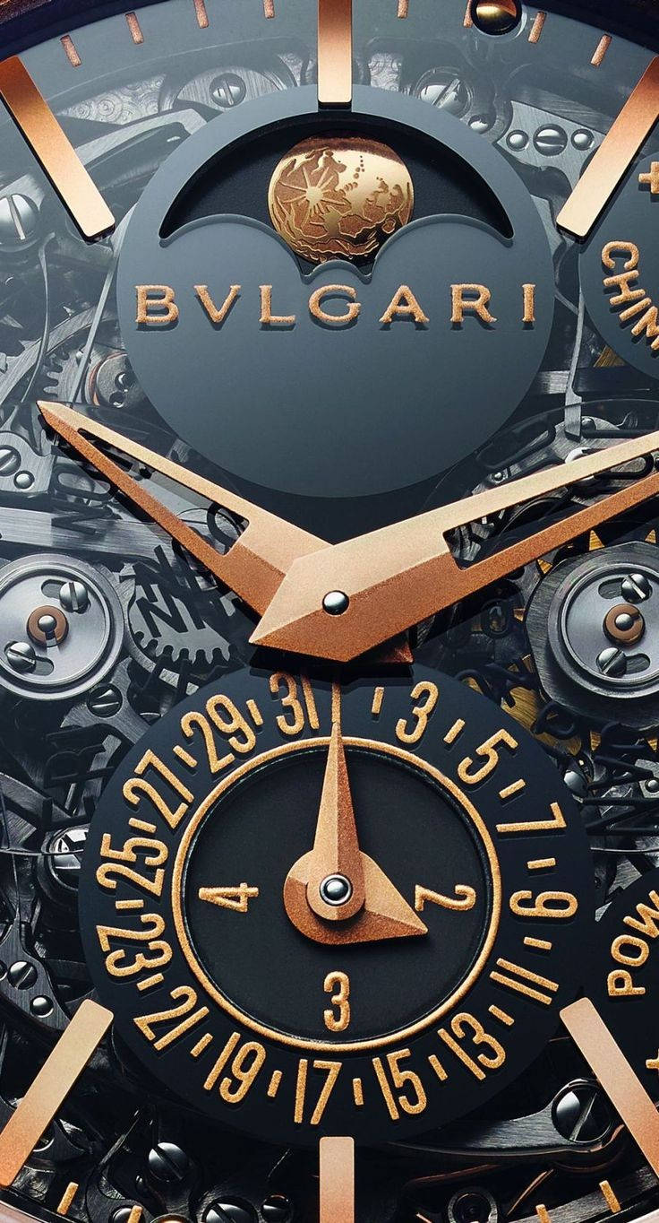 Bvlgari, gold hands, mechanical gears, HD Phone Wallpaper