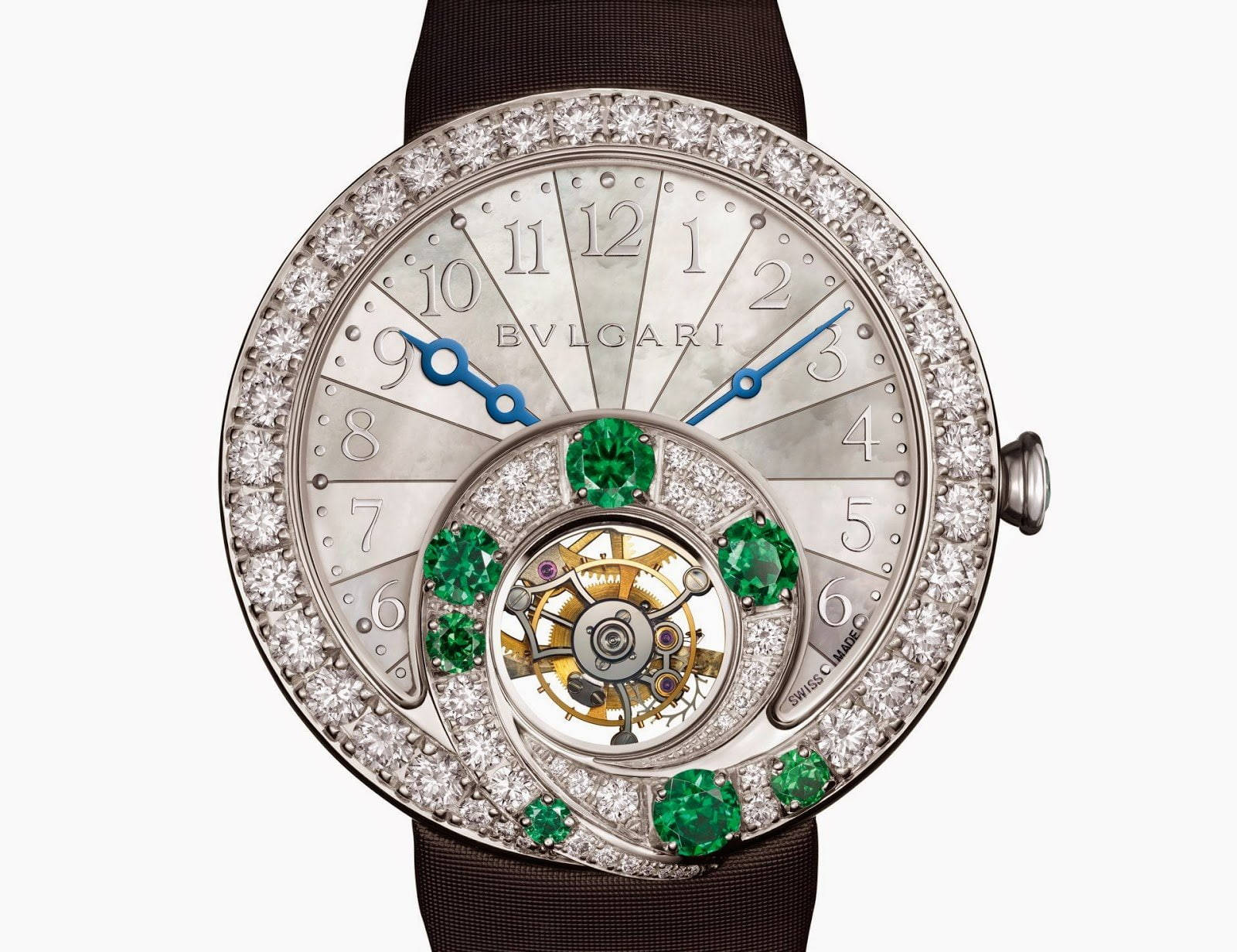 Bvlgari, diamond bezel, emerald accents, HD Desktop Wallpaper