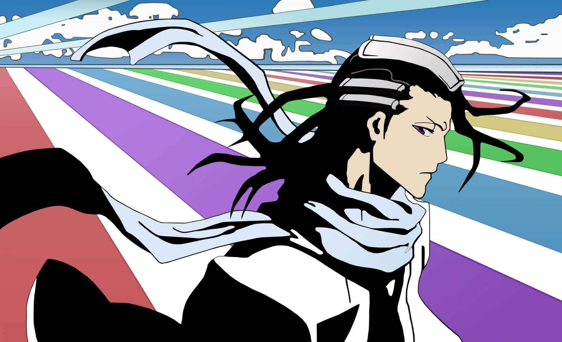 Byakuya Kuchiki, long black hair, white headband, Full HD Desktop Wallpaper